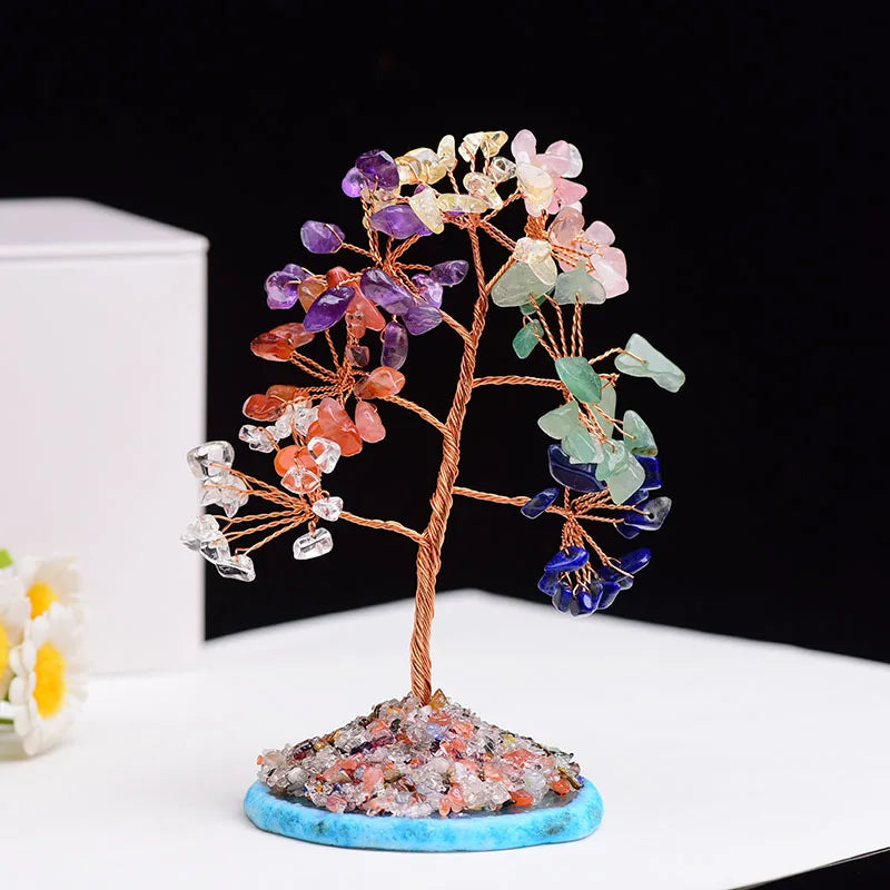 1pc Natural Amethyst Rose Quartz Tree of Life Rock Mineral Specimen Reiki Healing Home Decoration DIY Gifts Souvenir