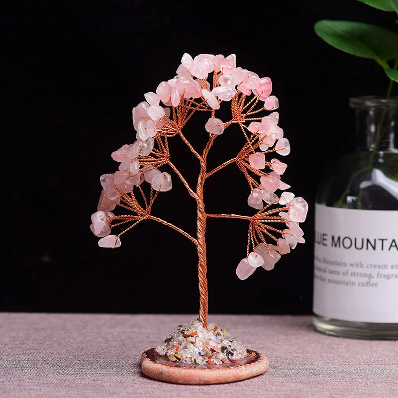 1pc Natural Amethyst Rose Quartz Tree of Life Rock Mineral Specimen Reiki Healing Home Decoration DIY Gifts Souvenir