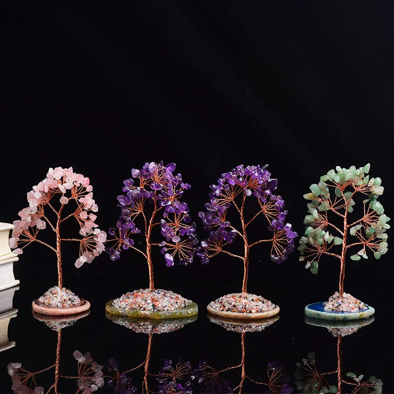 1pc Natural Amethyst Rose Quartz Tree of Life Rock Mineral Specimen Reiki Healing Home Decoration DIY Gifts Souvenir
