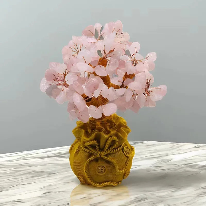 Natural Amethyst Powder Crystal Fortune Tree Office Desktop Ornaments Degaussing Meditation Healing Feng Shui Wedding Home Decor