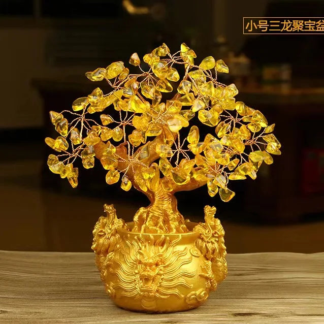 Natural Amethyst Powder Crystal Fortune Tree Office Desktop Ornaments Degaussing Meditation Healing Feng Shui Wedding Home Decor