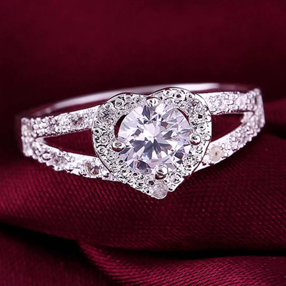 Women Love Heart Shaped Ring Bridal Wedding Jewelry