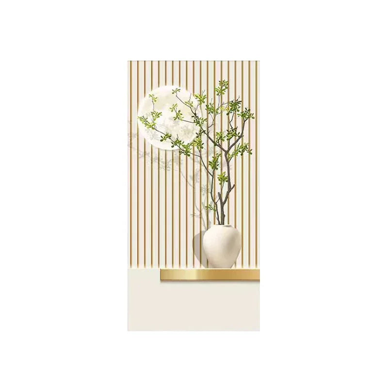 Cream Style Green Plant Elephant Canvas Painting, Modern Small Fresh Entrance Mural Corridor Wall Decor