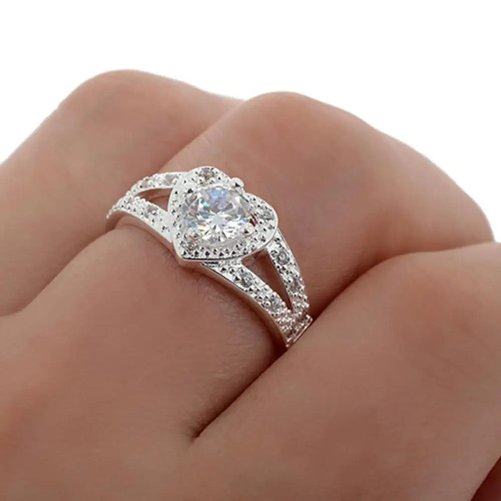 Women Love Heart Shaped Ring Bridal Wedding Jewelry