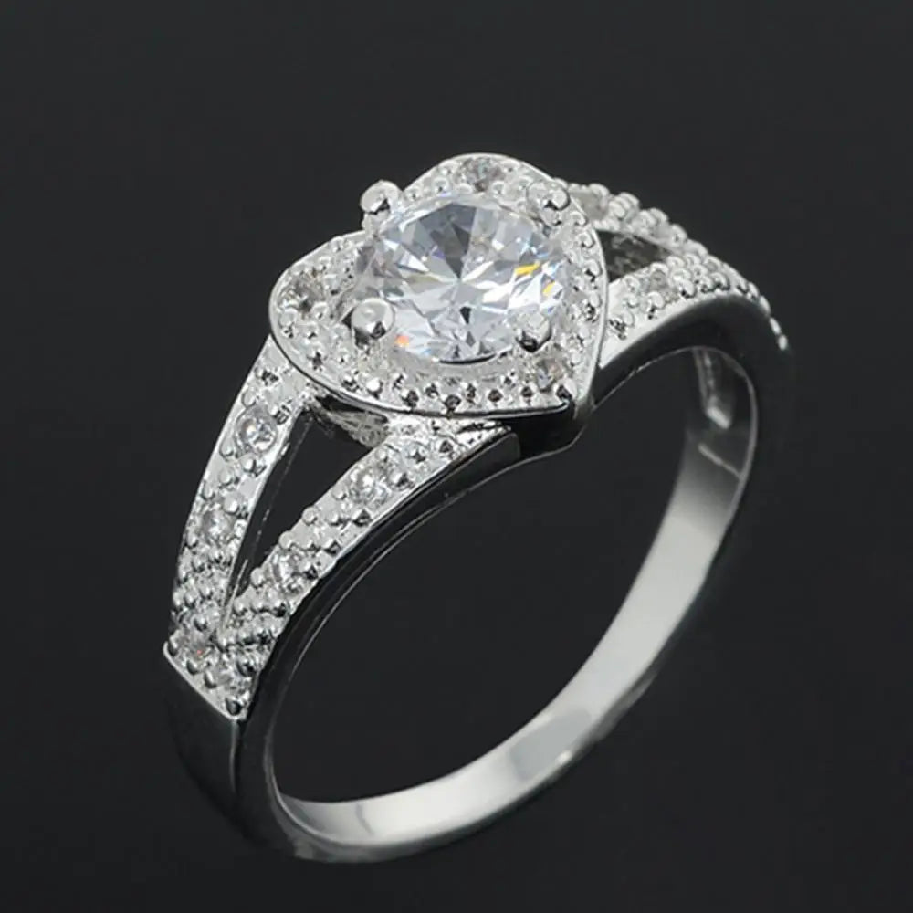 Women Love Heart Shaped Ring Bridal Wedding Jewelry