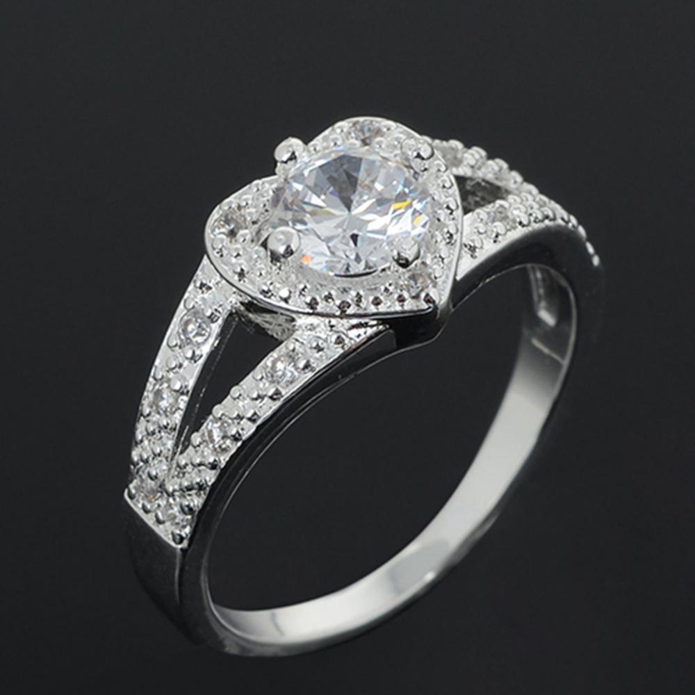 Women Love Heart Shaped Ring Bridal Wedding Jewelry