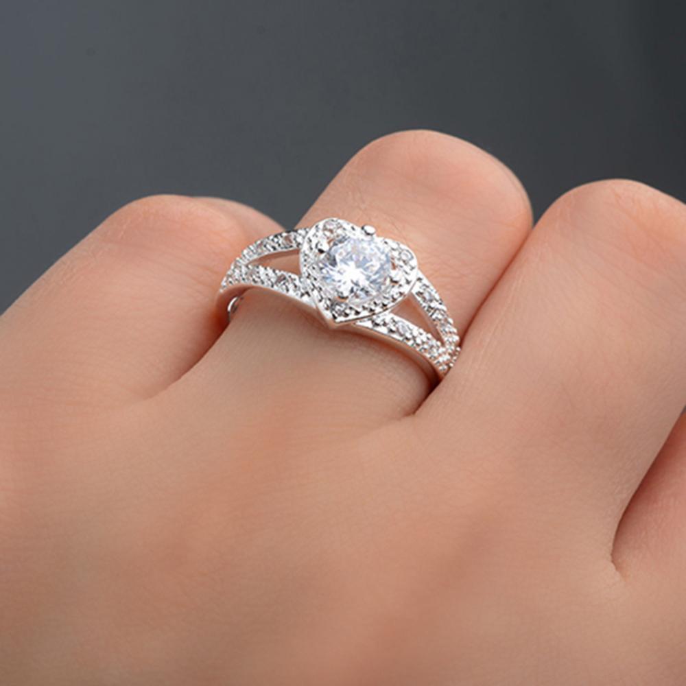 Women Love Heart Shaped Ring Bridal Wedding Jewelry