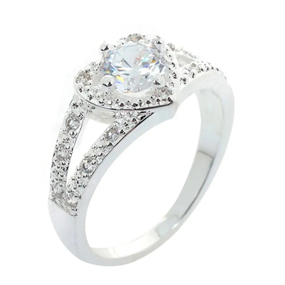 Women Love Heart Shaped Ring Bridal Wedding Jewelry