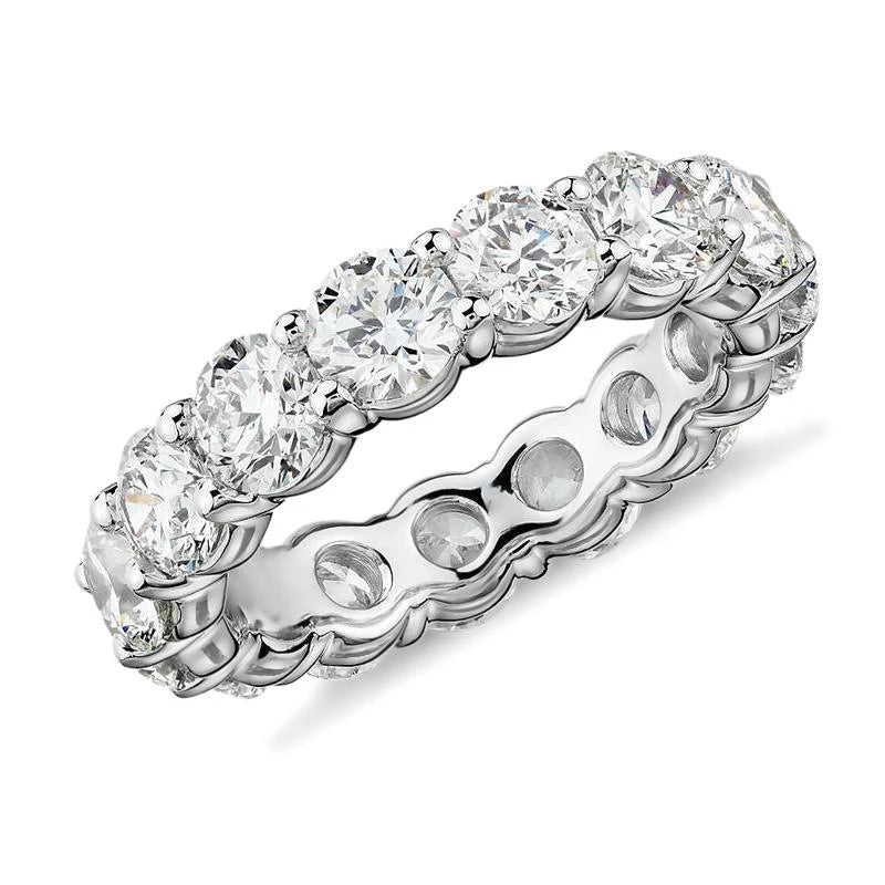 Silver Ring For Women Girl Fine Jewelry 5mm 3mm D Moissanite Ring